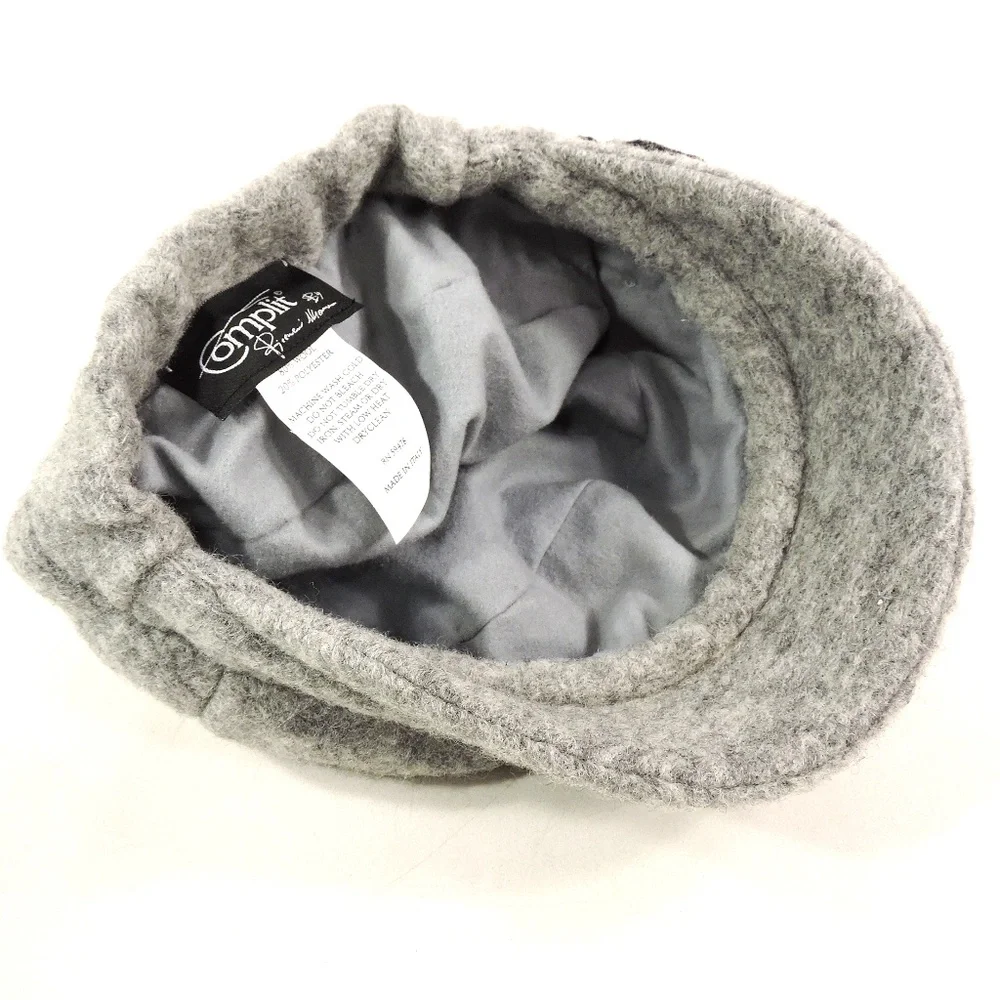 COMPLIT 🇮🇹 WOMEN'S GREY WOOL WINTER HAT - Picture 3 of 3